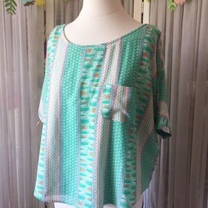 Meadow Rue Anthropologie Tribal Blouse Top Shirt Size Medium